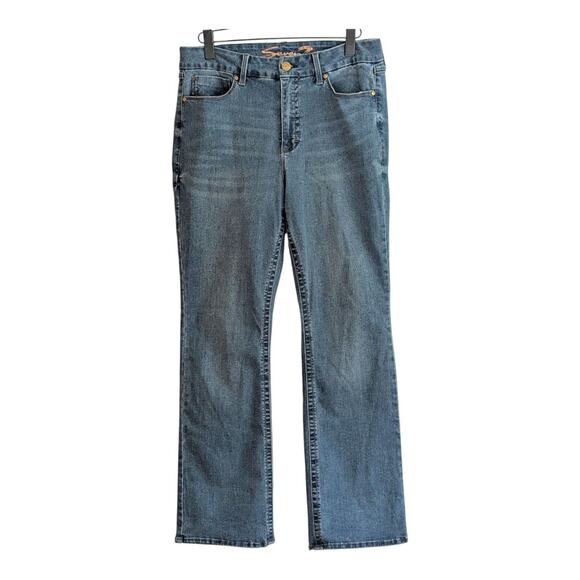 Seven 7 Tummyless High Rise Slim Boot Jeans Womens 14 Blue Light Stretch Denim - Picture 1 of 11